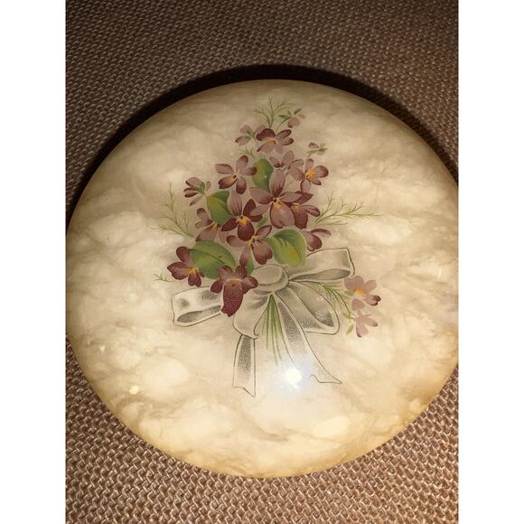 Vintage Genuine Alabaster Hand Carved Trinket Jewelry Box Floral Hinged Lid - Picture 10 of 10